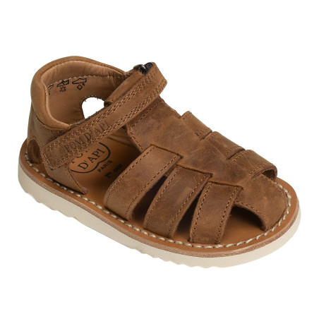 WAFF PAPY Cognac, Sandales plates & Nu-Pieds Pom d'Api