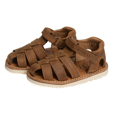 WAFF PAPY Cognac, Sandales plates & Nu-Pieds Pom d'Api