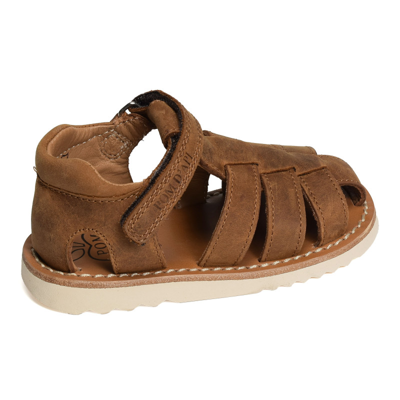 WAFF PAPY Cognac, Sandales plates & Nu-Pieds Pom d'Api