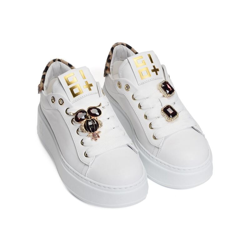 PIA 106 Blanc Léopard, Sneakers basses Giopiu
