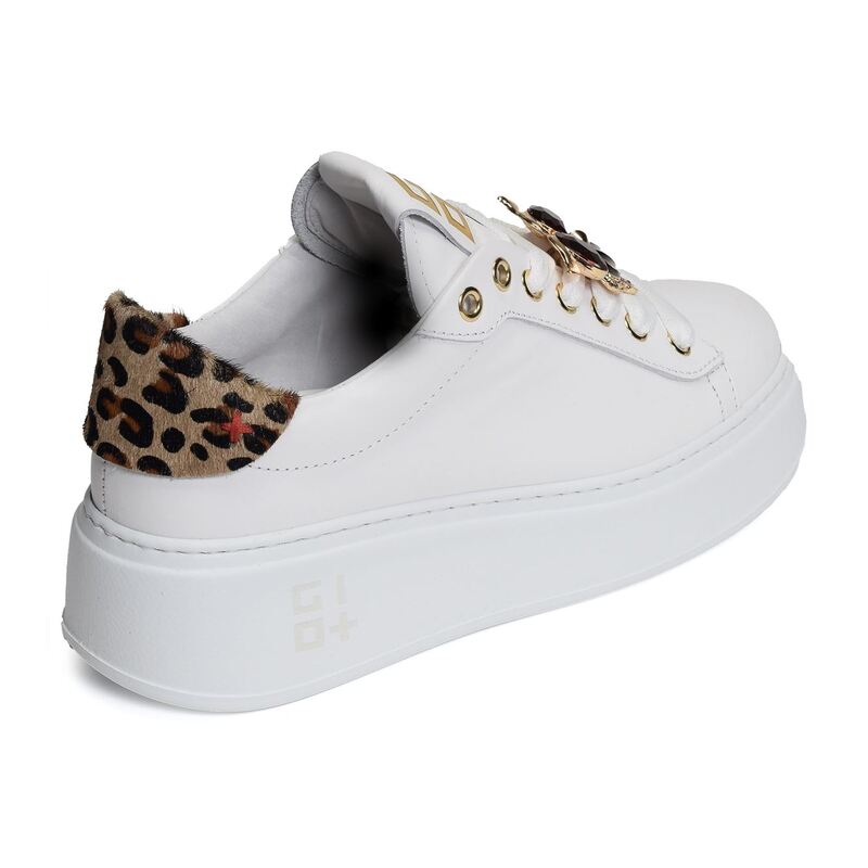 PIA 106 Blanc Léopard, Sneakers basses Giopiu