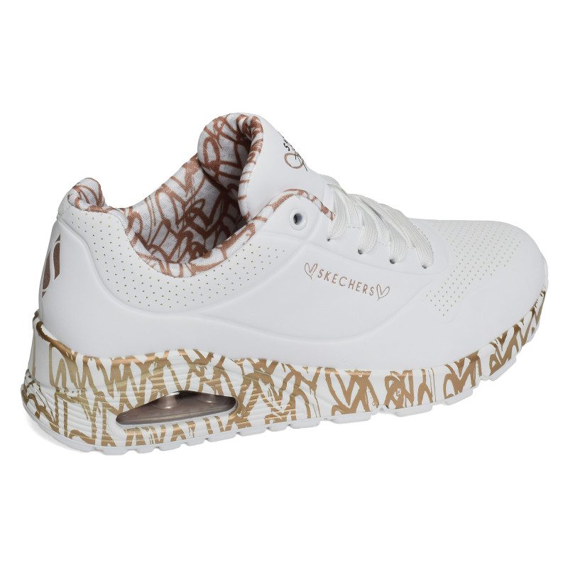 UNO LOVING LOVE Blanc Or, Sneakers basses Skechers