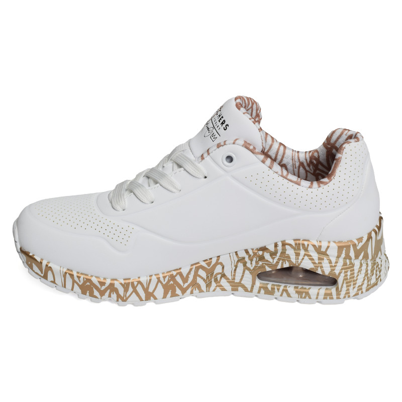 UNO LOVING LOVE Blanc Or, Sneakers basses Skechers