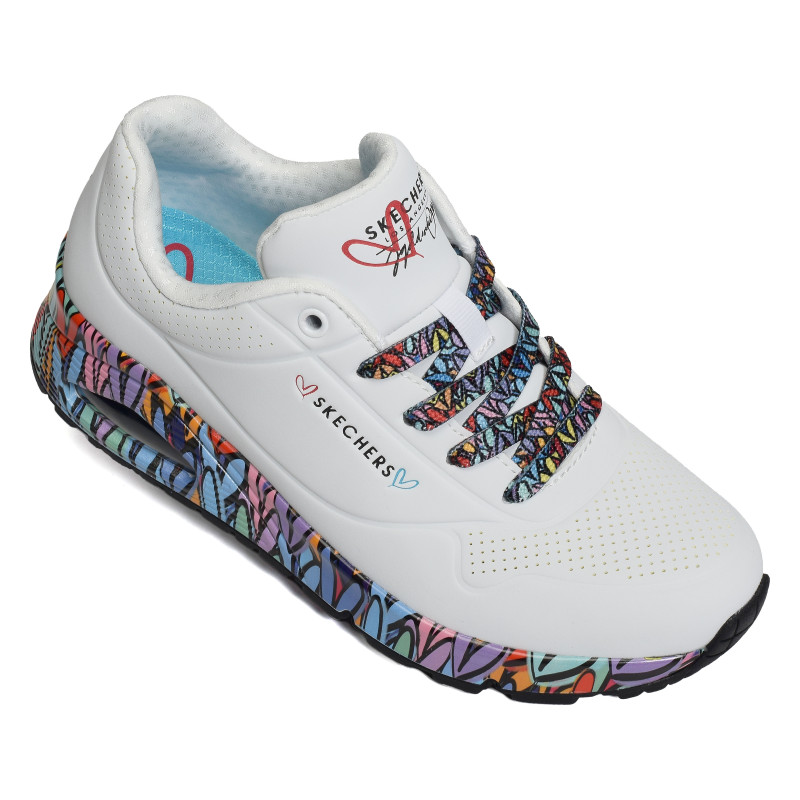 UNO RAVAGED LOVE Blanc Multicolore, Sneakers basses Skechers