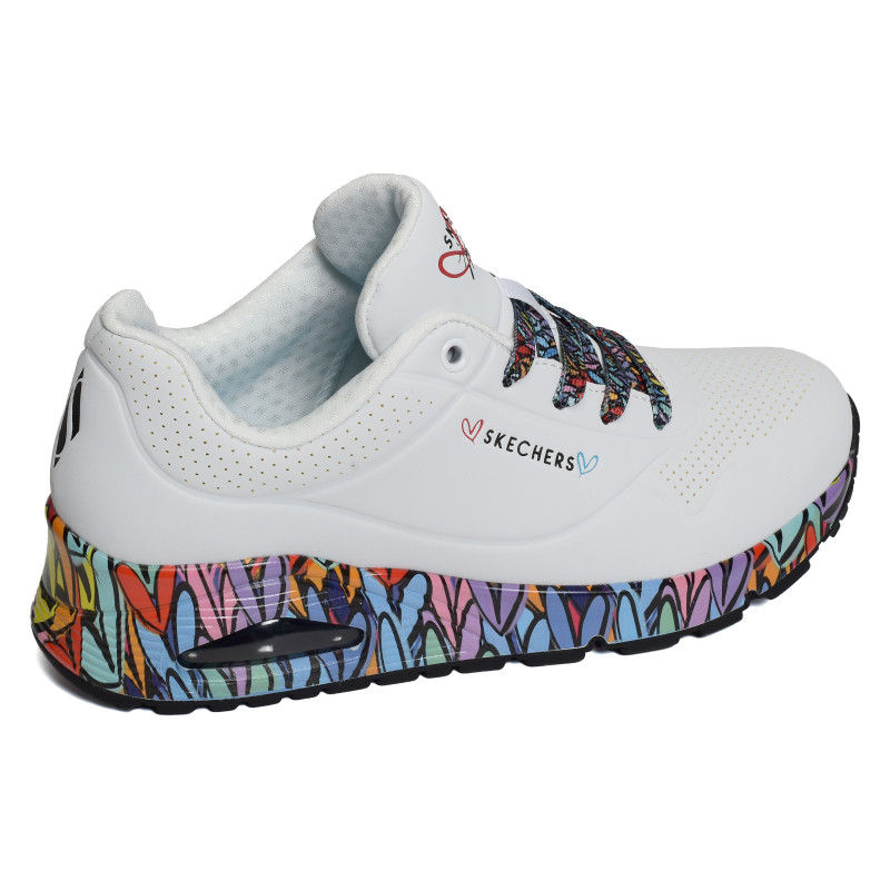 UNO RAVAGED LOVE Blanc Multicolore, Sneakers basses Skechers