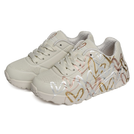 UNO LITE METALLIC LOVE Beige Argent, Sneakers basses Skechers