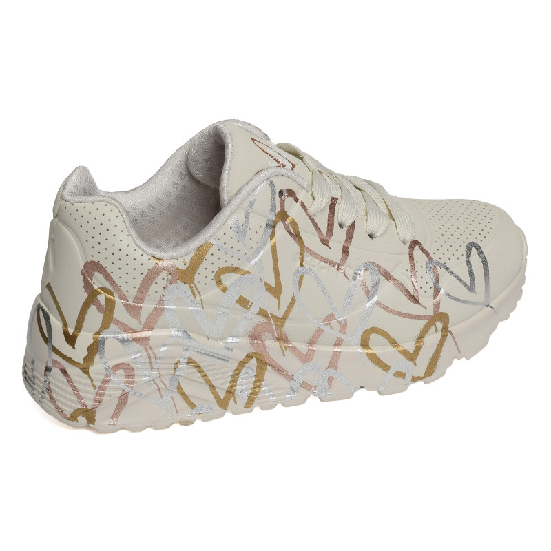 UNO LITE METALLIC LOVE Beige Argent, Sneakers basses Skechers