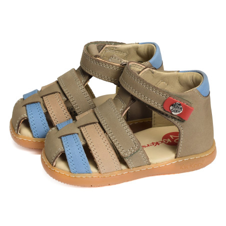 KICK POD Kaki, Sandales plates & Nu-Pieds Kickers