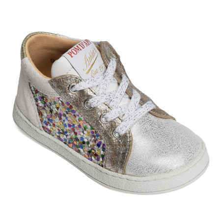 MOUSSE ZIP TOP Argent, Chaussures à Lacets Pom d'Api