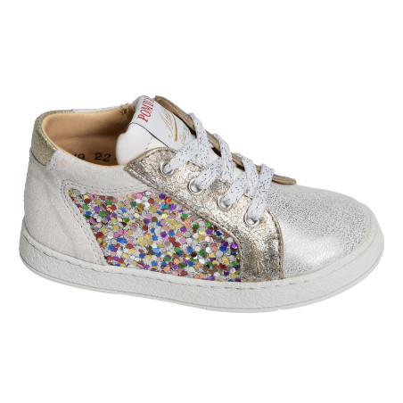 MOUSSE ZIP TOP Argent, Chaussures à Lacets Pom d'Api