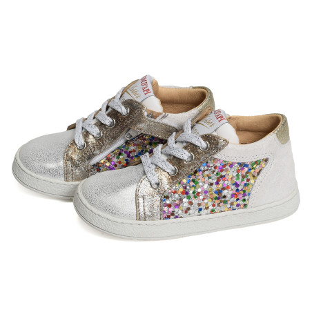 MOUSSE ZIP TOP Argent, Chaussures à Lacets Pom d'Api