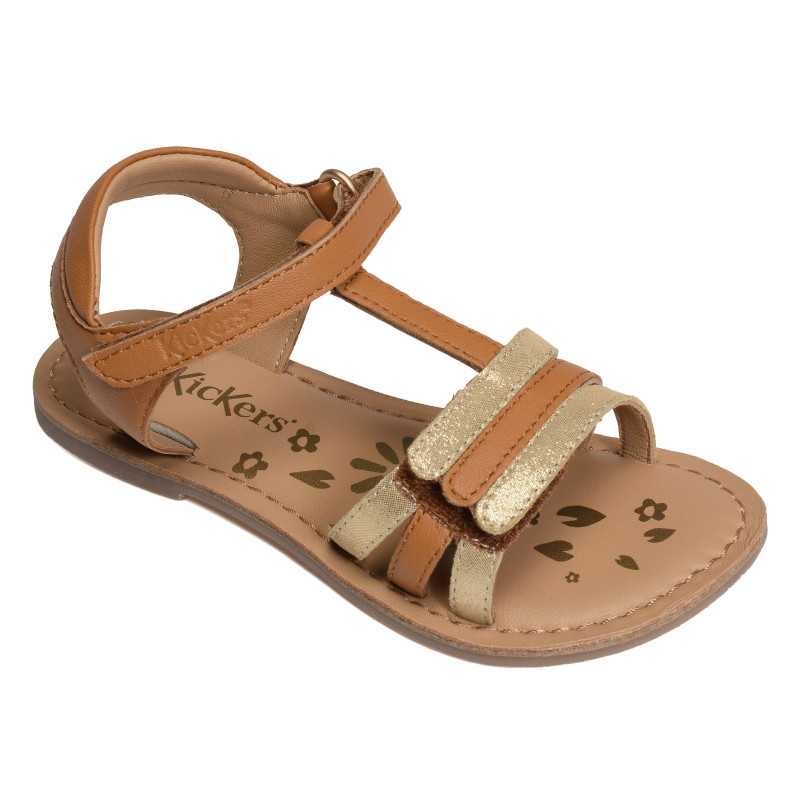 DIAMANTO Camel Or, Sandales plates & Nu-Pieds Kickers