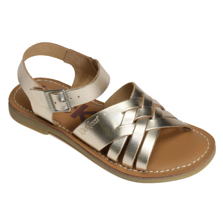 KICK LADORA Or, Sandales plates Kickers