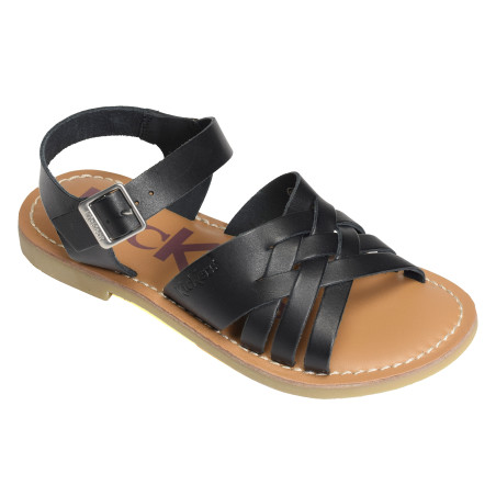 KICK LADORA Noir, Sandales plates Kickers