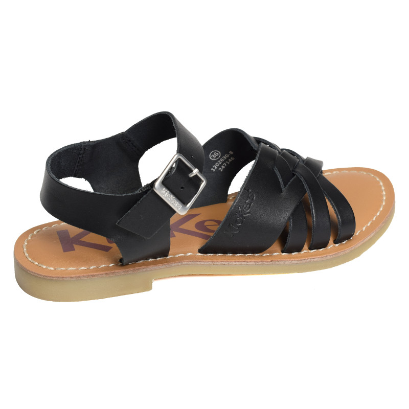 KICK LADORA Noir, Sandales plates Kickers
