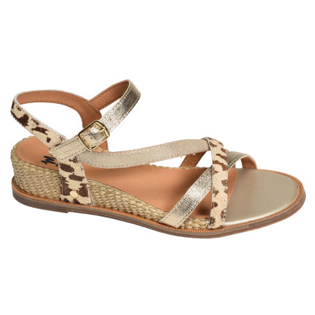 OLIIM Beige Or, Sandales compensées Mam'zelle