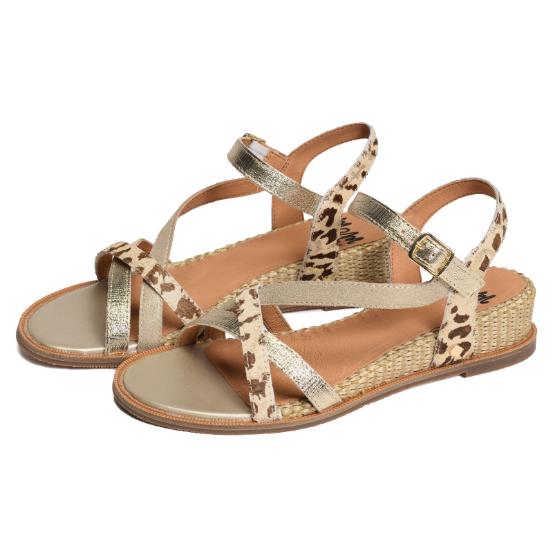 OLIIM Beige Or, Sandales compensées Mam'zelle