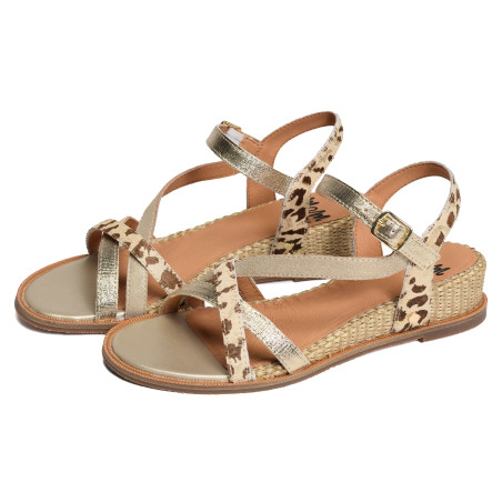 OLIIM Beige Or, Sandales compensées Mam'zelle