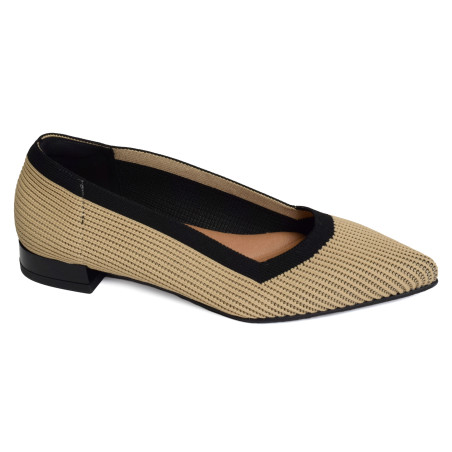 BAY 76409 Camel Noir, Ballerines Miss Elastic