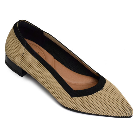 BAY 76409 Camel Noir, Ballerines Miss Elastic