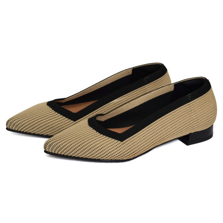 BAY 76409 Camel Noir, Ballerines Miss Elastic
