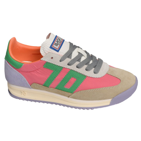 BARKLEY JOGGER MULTI SUEDE Beige Multicolore, Baskets running Back 70