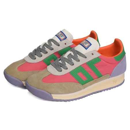 BARKLEY JOGGER MULTI SUEDE Beige Multicolore, Baskets running Back 70