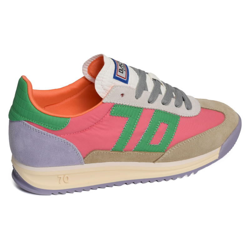 BARKLEY JOGGER MULTI SUEDE Beige Multicolore, Baskets running Back 70