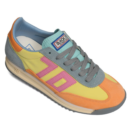 BARKLEY JOGGER MULTI SUEDE Orange Multicolore, Baskets running Back 70
