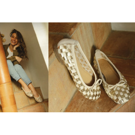 ESCOS Beige Or, Ballerines Coco & Abricot