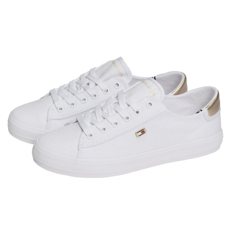 VULC CANVAS LACE UP SNEAKER 8647 Blanc, Chaussures basses Tommy Hilfiger