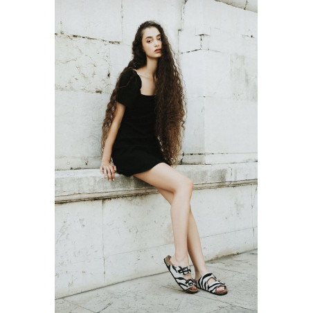 AMALIA 261 Blanc Noir, Mules Cubanas