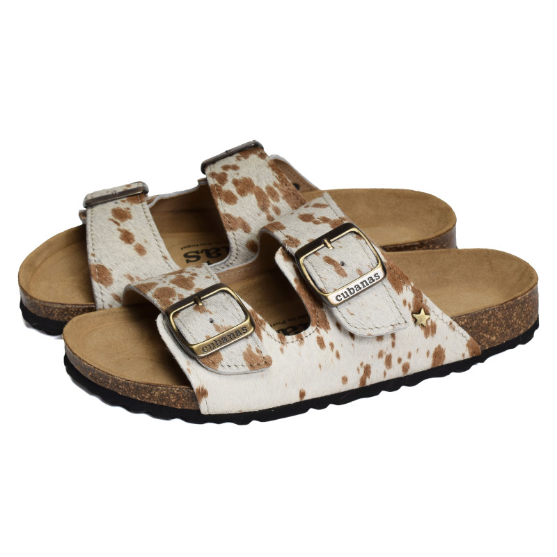 AMALIA 264 Blanc Marron, Mules Cubanas