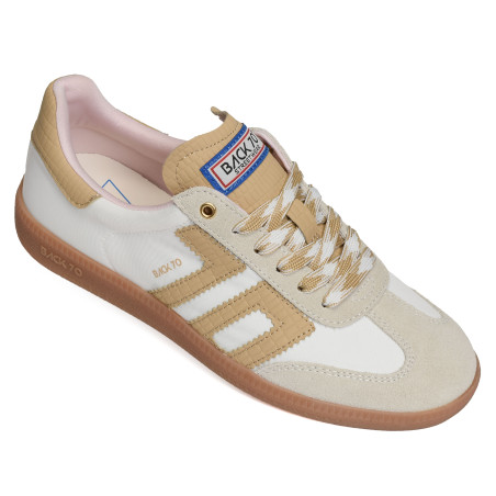 GHOST NYLON Blanc Camel, Sneakers basses Back 70