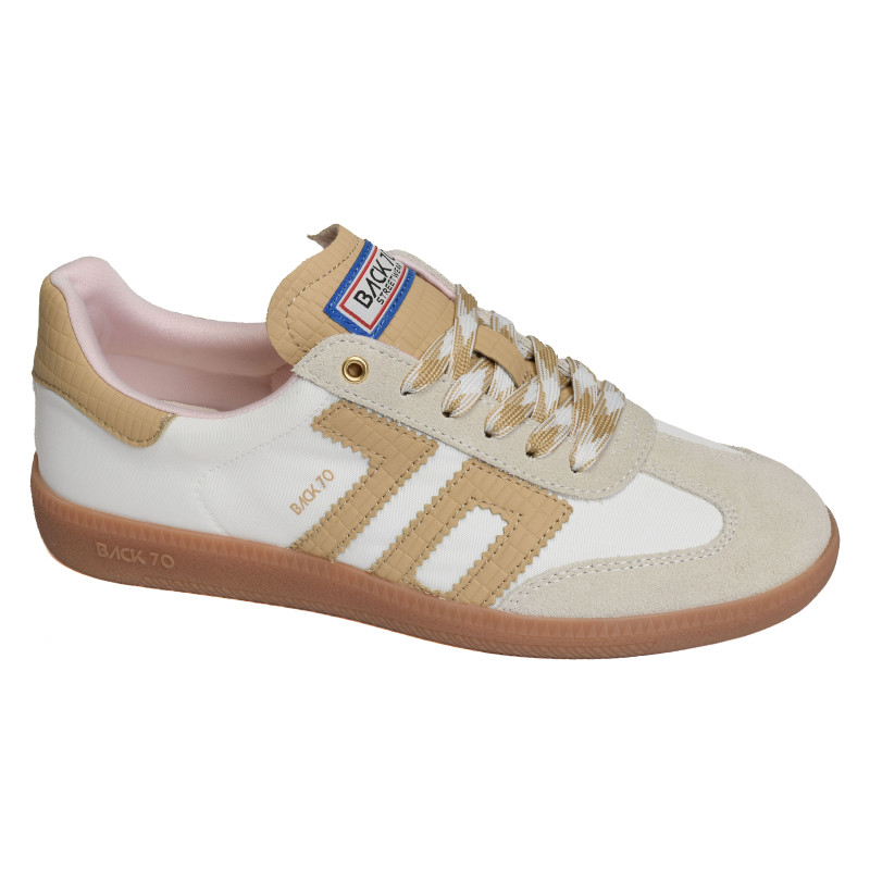 GHOST NYLON Blanc Camel, Sneakers basses Back 70