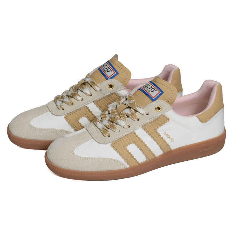 GHOST NYLON Blanc Camel, Sneakers basses Back 70