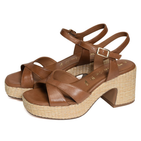 28313 Cognac, Nu-Pieds à talon Tamaris