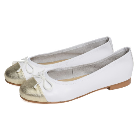DIANE Blanc Or, Ballerines Folie's
