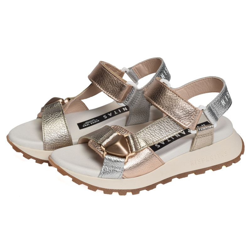 BOLEROMET 253896 Argent Rose, Sandales compensées Hispanitas