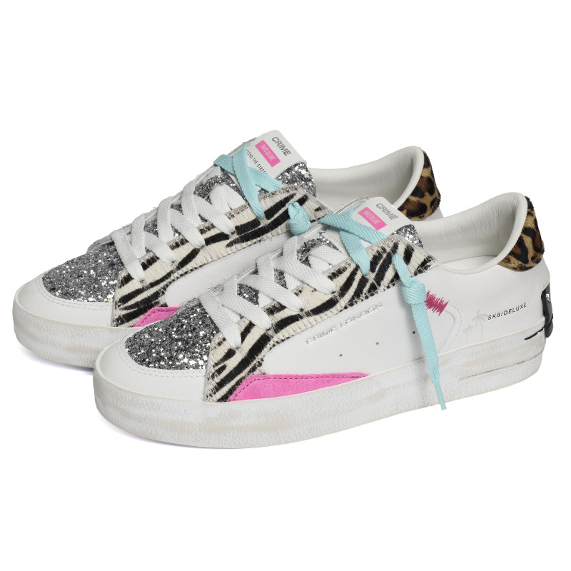 SK8 DELUXE Blanc Zèbre, Sneakers basses Crime London