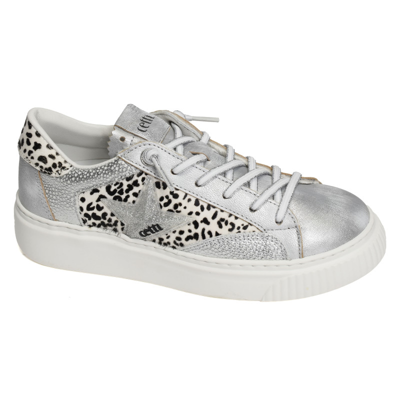 C1342 XL W Argent Léopard, Sneakers basses Cetti
