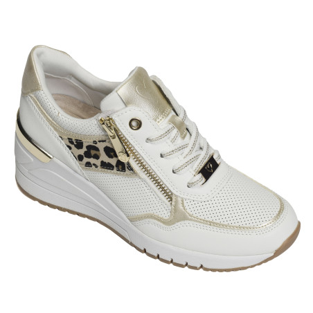23743 Blanc Léopard, Baskets running Marco Tozzi