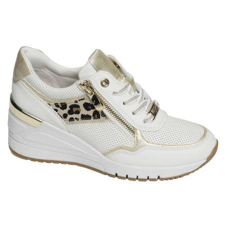 23743 Blanc Léopard, Baskets running Marco Tozzi