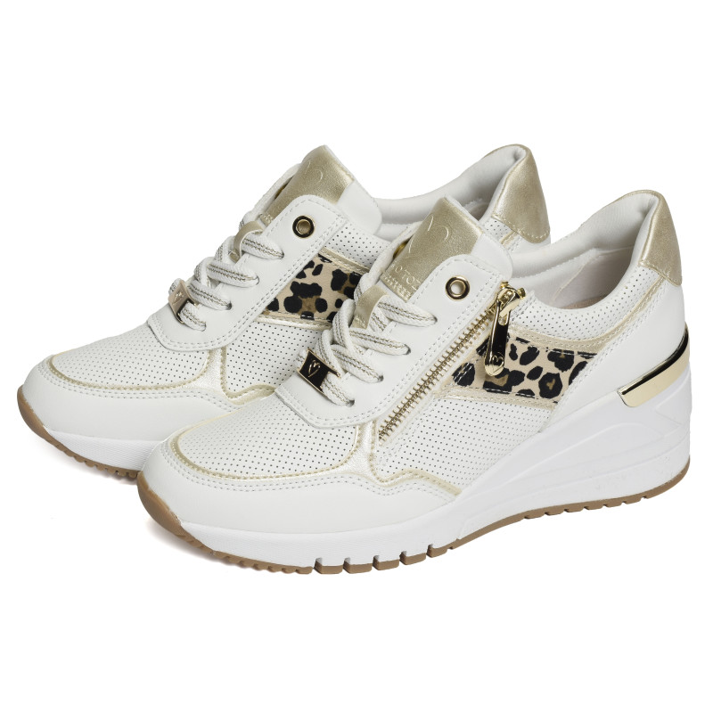 23743 Blanc Léopard, Baskets running Marco Tozzi