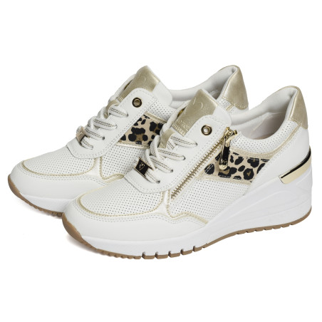 23743 Blanc Léopard, Baskets running Marco Tozzi