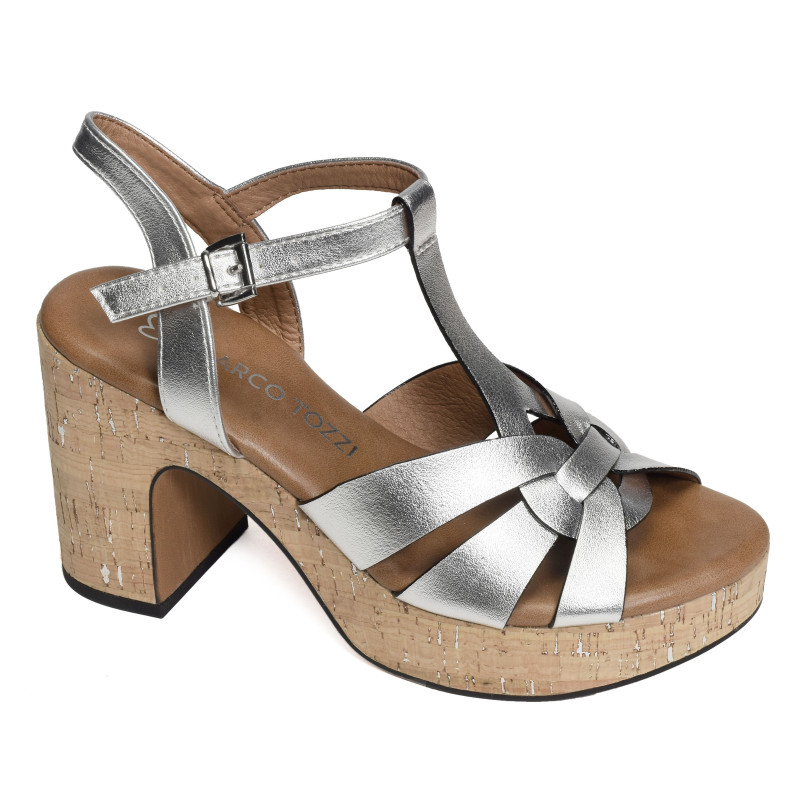 28394 Argent, Nu-Pieds à talon Marco Tozzi