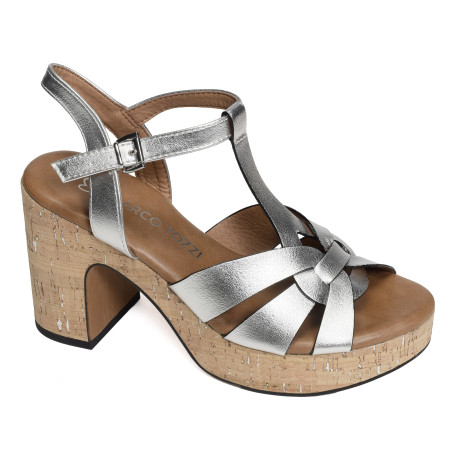 28394 Argent, Nu-Pieds à talon Marco Tozzi