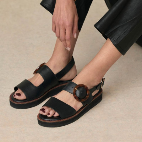 SIGUI SANDALE Noir, Sandales plates Schmoove