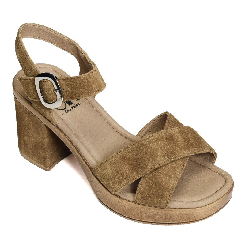 TANA Camel, Nu-Pieds à talon Geo Reino