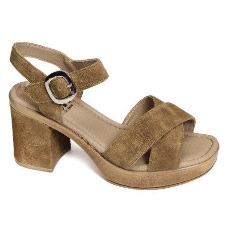 TANA Camel, Nu-Pieds à talon Geo Reino